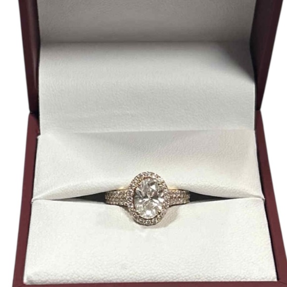 Helzburg Jewelry - 14kt yellow gold engagement ring w/ 1 oval brilliant cut lab diamond 1.5 carat